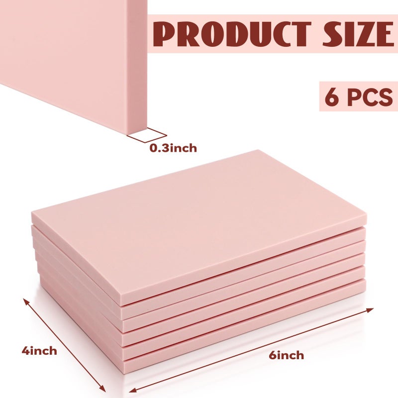 Oopsu 6 Pack 4"x6" Pale Pink Rubber Stamp Carving Blocks Rubber Carved Brick for Stamp Soft Rubber Crafts and DIY Craft Project - Image 2